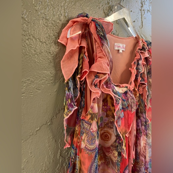 Y2K Dream Dress Short Mini Asymmetrical Handkerchief Silk Paris Hilton Layered L - Picture 7 of 16